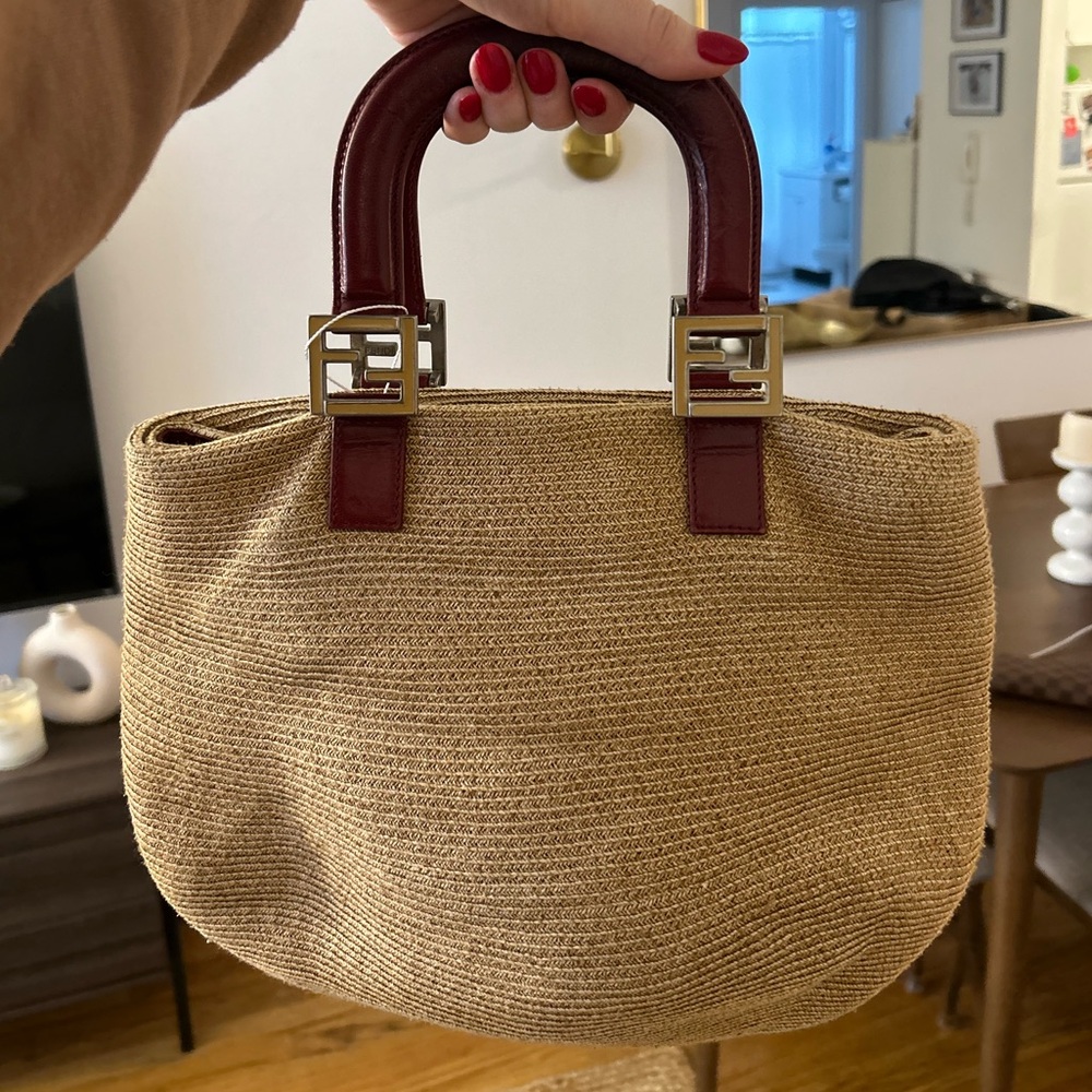 Vintage Fendi Raffia bag with leather handles